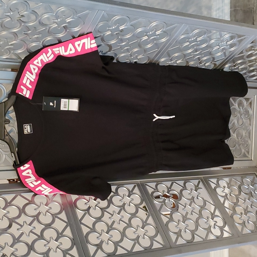 Fila Black Mini Dress with Pink Logo Shoulder Tape
